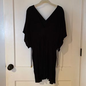 Ralph Lauren crinkle cotton black bathing suit cover-up